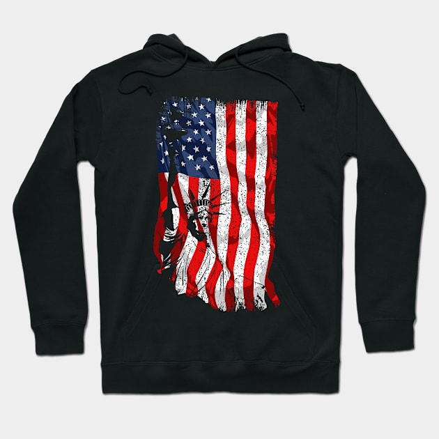 American flag USA 4th of July Retro Patriotic Hoodie by FabulousDesigns